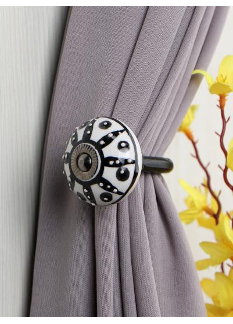 Curtain Tie Backs Hook Decorative Wall Hook-Black (Set of Two)