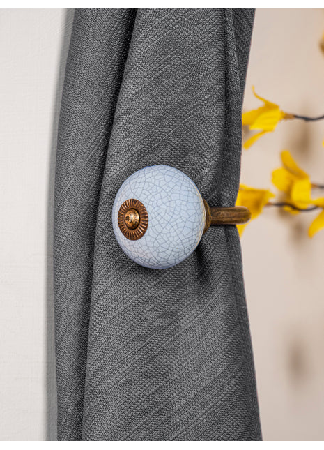 Curtain Tie Backs Hook Decorative Wall Hook- Light Blue Crackle (Set of Two)