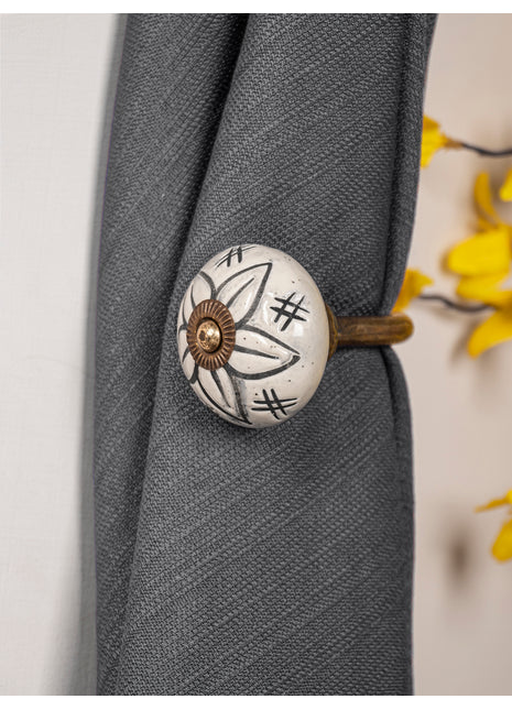 Curtain Tie Backs Hook Decorative Wall Hook-Black Design (Set of Two)