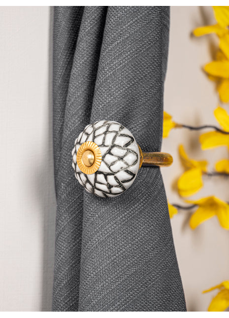 Curtain Tie Backs Hook Decorative Wall Hook-Black (Set of Two)