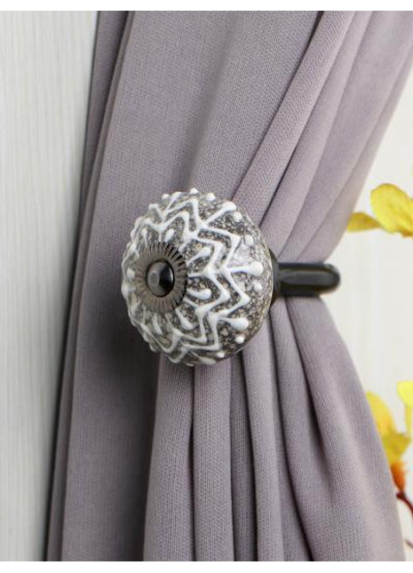 Curtain Tie Backs Hook Decorative Wall Hook-Gray, White (Set of Two)