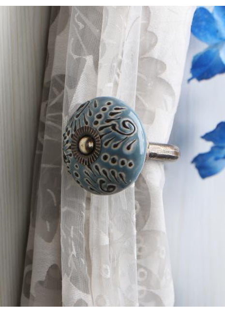 Curtain Tie Backs Hook Decorative Wall Hook-Black Design (Set of Two)