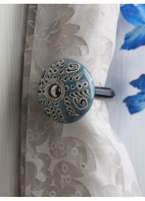 Curtain Tie Backs Hook Decorative Wall Hook-Black Design (Set of Two)