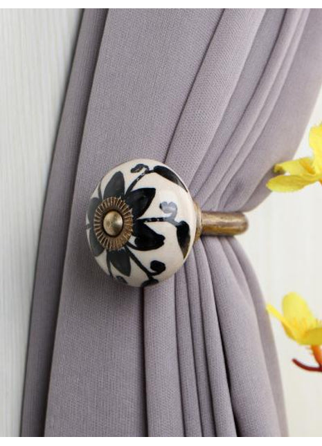 Curtain Tie Backs Hook Decorative Wall Hook-Black (Set of Two)
