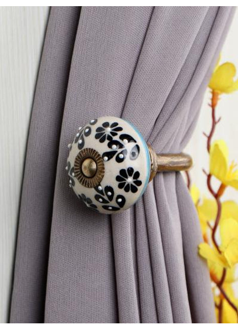 Curtain Tie Backs Hook Decorative Wall Hook-Black Design (Set of Two)