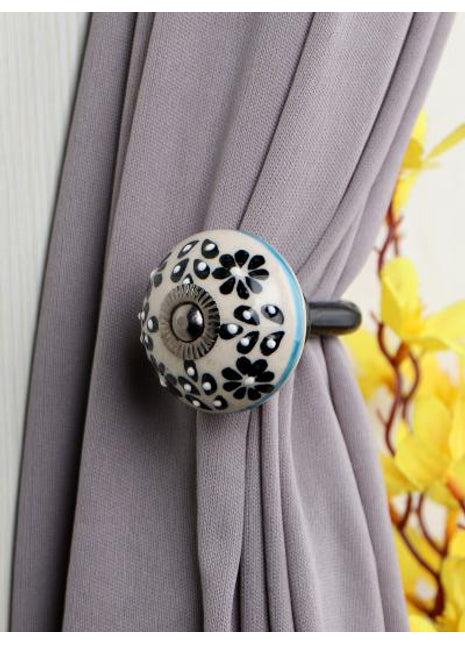 Curtain Tie Backs Hook Decorative Wall Hook-Black Design (Set of Two)
