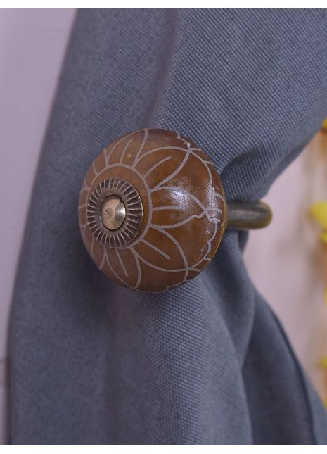 Curtain Tie Backs Hook Decorative Wall Hook- Brown (Set of Two)
