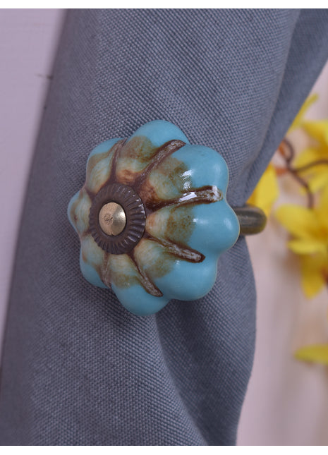 Curtain Tie Backs Hook Decorative Wall Hook- Unique Multicolor Knob (Set of Two)