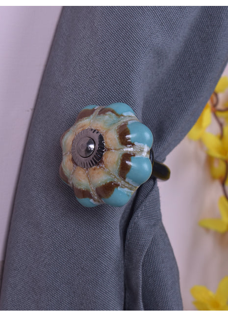 Curtain Tie Backs Hook Decorative Wall Hook- Unique Multicolor Knob (Set of Two)