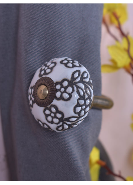 Curtain Tie Backs Hook Decorative Wall Hook- Black, White (Set of Two)