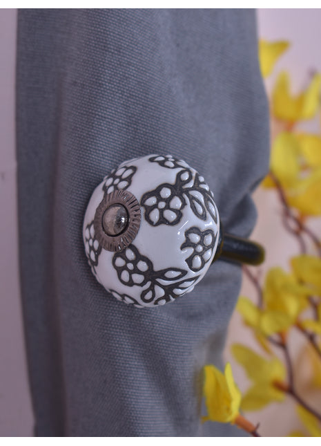 Curtain Tie Backs Hook Decorative Wall Hook- Black, White (Set of Two)