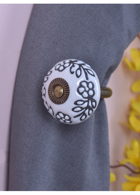 Curtain Tie Backs Hook Decorative Wall Hook- Black Design (Set of Two)