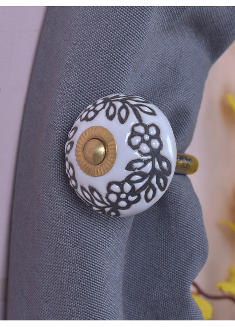 Curtain Tie Backs Hook Decorative Wall Hook- Black Design (Set of Two)