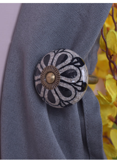 Curtain Tie Backs Hook Decorative Wall Hook- Gray (Set of Two)