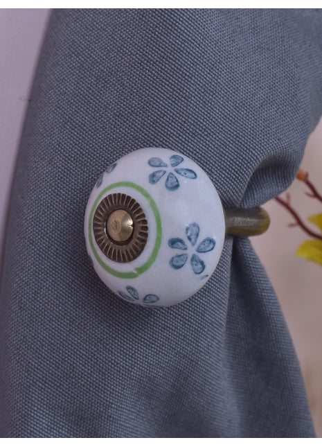 Curtain Tie Backs Hook Decorative Wall Hook- Teal  Color Knob (Set of Two)