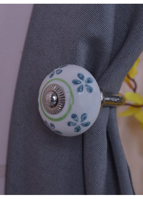 Curtain Tie Backs Hook Decorative Wall Hook- Teal  Color Knob (Set of Two)