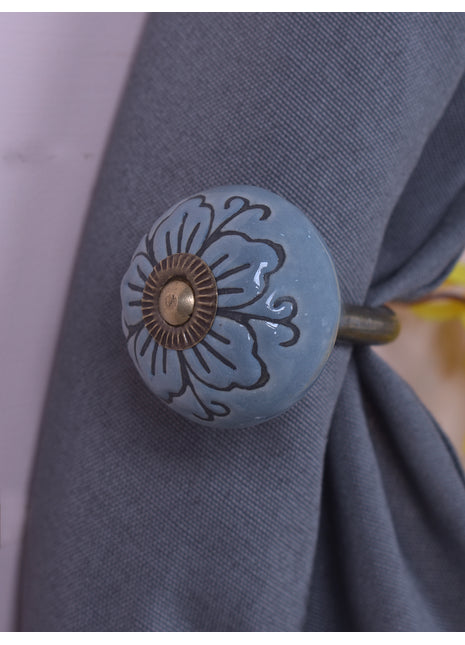 Curtain Tie Backs Hook Decorative Wall Hook- Turquoise (Set of Two)