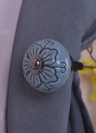 Curtain Tie Backs Hook Decorative Wall Hook- Turquoise (Set of Two)