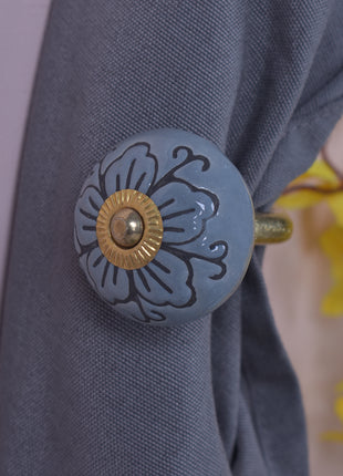 Curtain Tie Backs Hook Decorative Wall Hook- Turquoise (Set of Two)