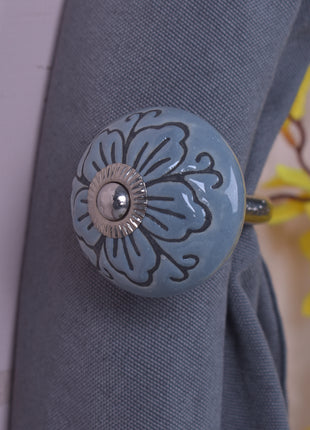 Curtain Tie Backs Hook Decorative Wall Hook- Turquoise (Set of Two)