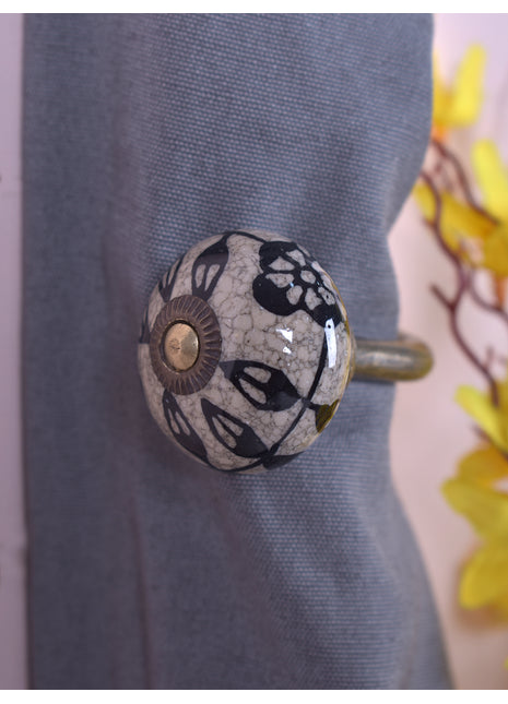 Curtain Tie Backs Hook Decorative Wall Hook- Black, Gray (Set of Two)