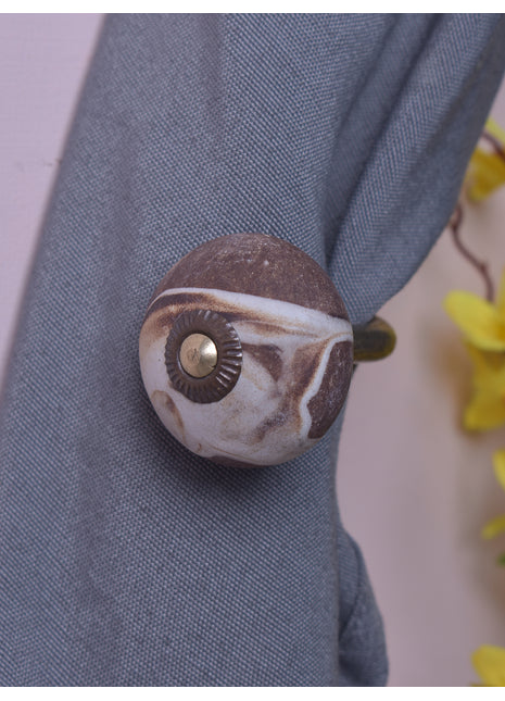 Curtain Tie Backs Hook Decorative Wall Hook- Brown Shade Knob (Set of Two)