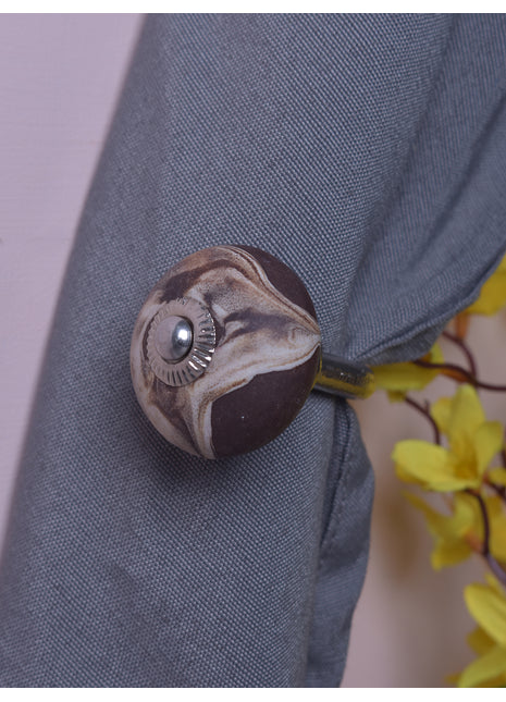 Curtain Tie Backs Hook Decorative Wall Hook- Brown Shade Knob (Set of Two)