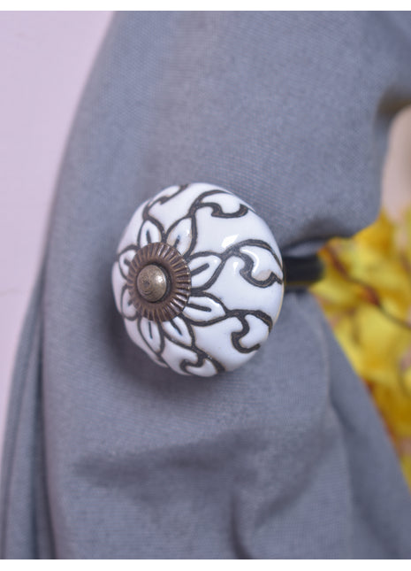 Curtain Tie Backs Hook Decorative Wall Hook- Black, White (Set of Two)