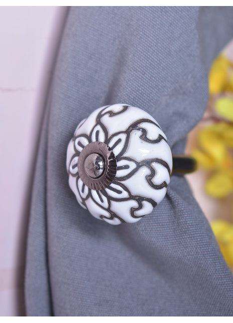 Curtain Tie Backs Hook Decorative Wall Hook- Black, White (Set of Two)