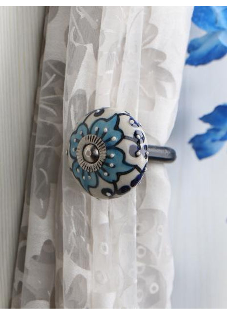 Curtain Tie Backs Hook Decorative Wall Hook-Turquoise (Set of Two)