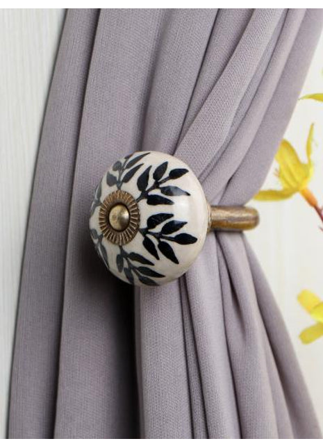 Curtain Tie Backs Hook Decorative Wall Hook-Black Design (Set of Two)