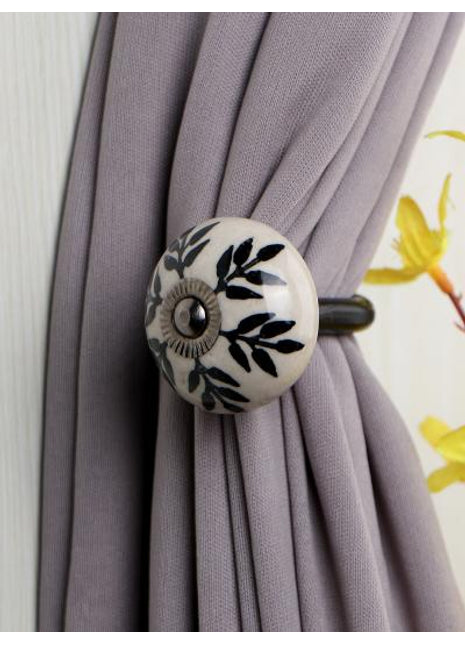 Curtain Tie Backs Hook Decorative Wall Hook-Black Design (Set of Two)