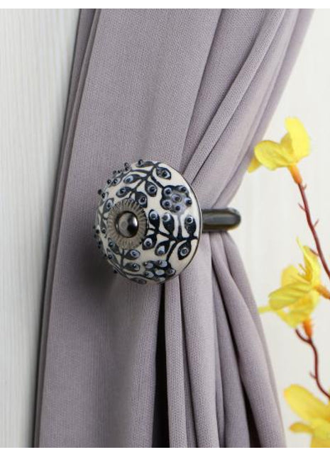 Curtain Tie Backs Hook Decorative Wall Hook-Black Design (Set of Two)