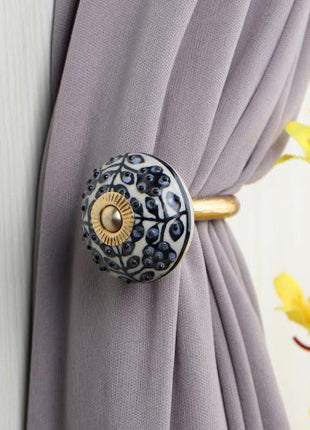 Curtain Tie Backs Hook Decorative Wall Hook-Black Design (Set of Two)