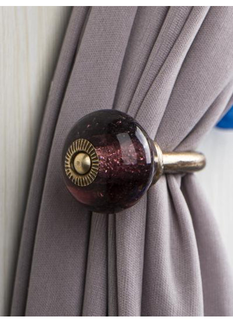 Curtain Tie Backs Hook Decorative Wall Hook- Purple (Set of Two)