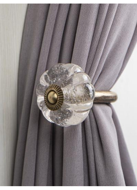 Curtain Tie Backs Hook Decorative Wall Hook- Clear Glass (Set of Two)