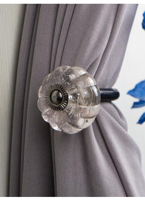 Curtain Tie Backs Hook Decorative Wall Hook- Clear Glass (Set of Two)