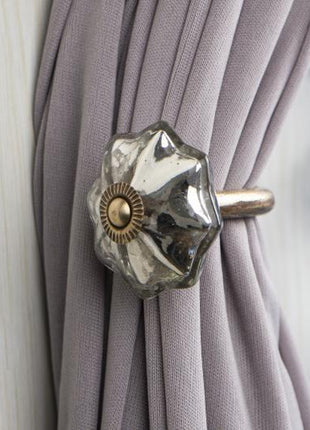 Curtain Tie Backs Hook Decorative Wall Hook- Silver (Set of Two)