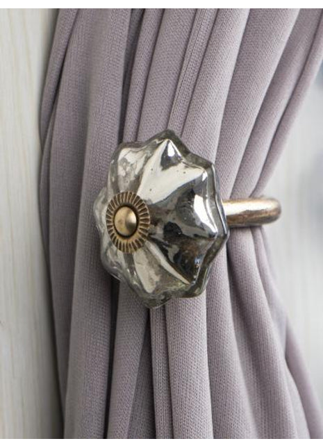 Curtain Tie Backs Hook Decorative Wall Hook- Silver (Set of Two)