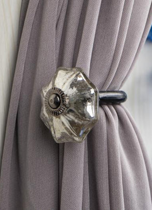 Curtain Tie Backs Hook Decorative Wall Hook- Silver (Set of Two)