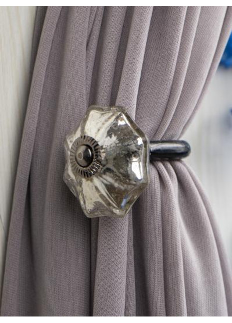 Curtain Tie Backs Hook Decorative Wall Hook- Silver (Set of Two)