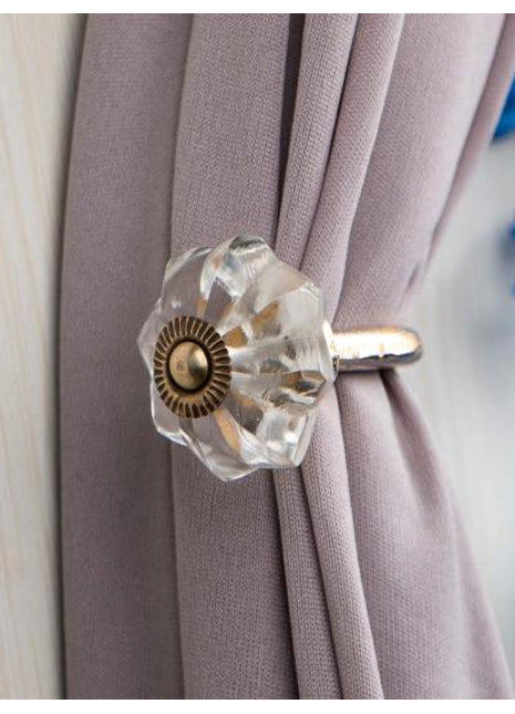 Curtain Tie Backs Hook Decorative Wall Hook- Clear Glass (Set of Two)