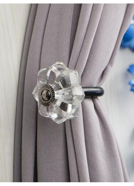 Curtain Tie Backs Hook Decorative Wall Hook- Clear Glass (Set of Two)