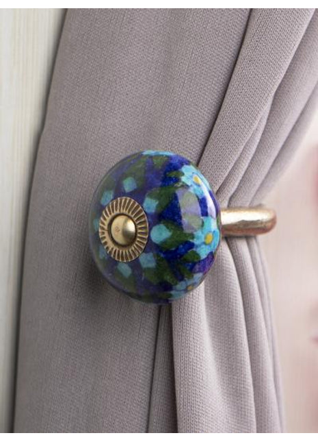 Curtain Tie Backs Hook Decorative Wall Hook-Blue Base (Set of Two)