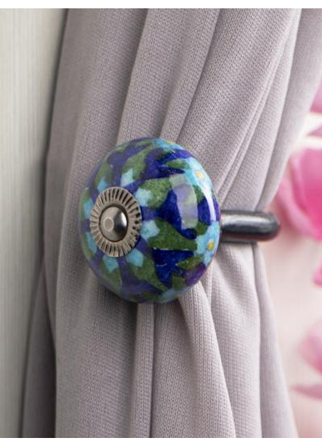 Curtain Tie Backs Hook Decorative Wall Hook-Blue Base (Set of Two)