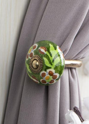 Curtain Tie Backs Hook Decorative Wall Hook-Green Base (Set of Two)