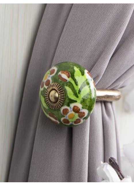 Curtain Tie Backs Hook Decorative Wall Hook-Green Base (Set of Two)