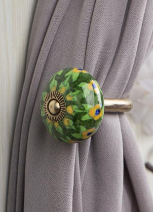 Curtain Tie Backs Hook Decorative Wall Hook-Green Base (Set of Two)