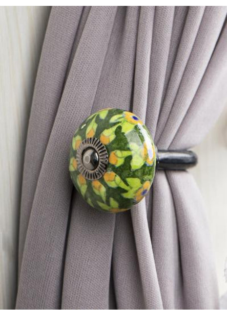 Curtain Tie Backs Hook Decorative Wall Hook-Green Base (Set of Two)