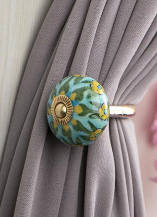 Curtain Tie Backs Hook Decorative Wall Hook-Turquoise (Set of Two)